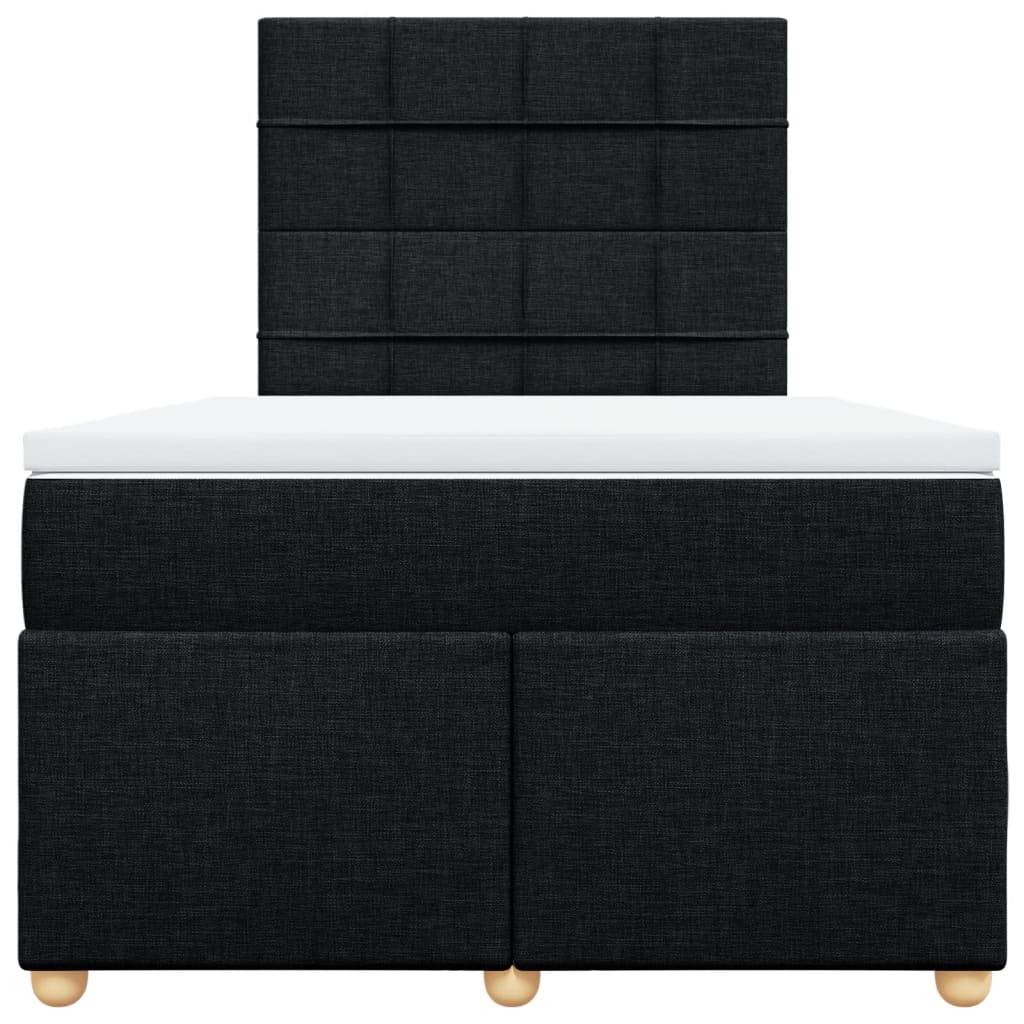 vidaXL Boxspringbett mit Matratze Schwarz 120x200 cm Stoff