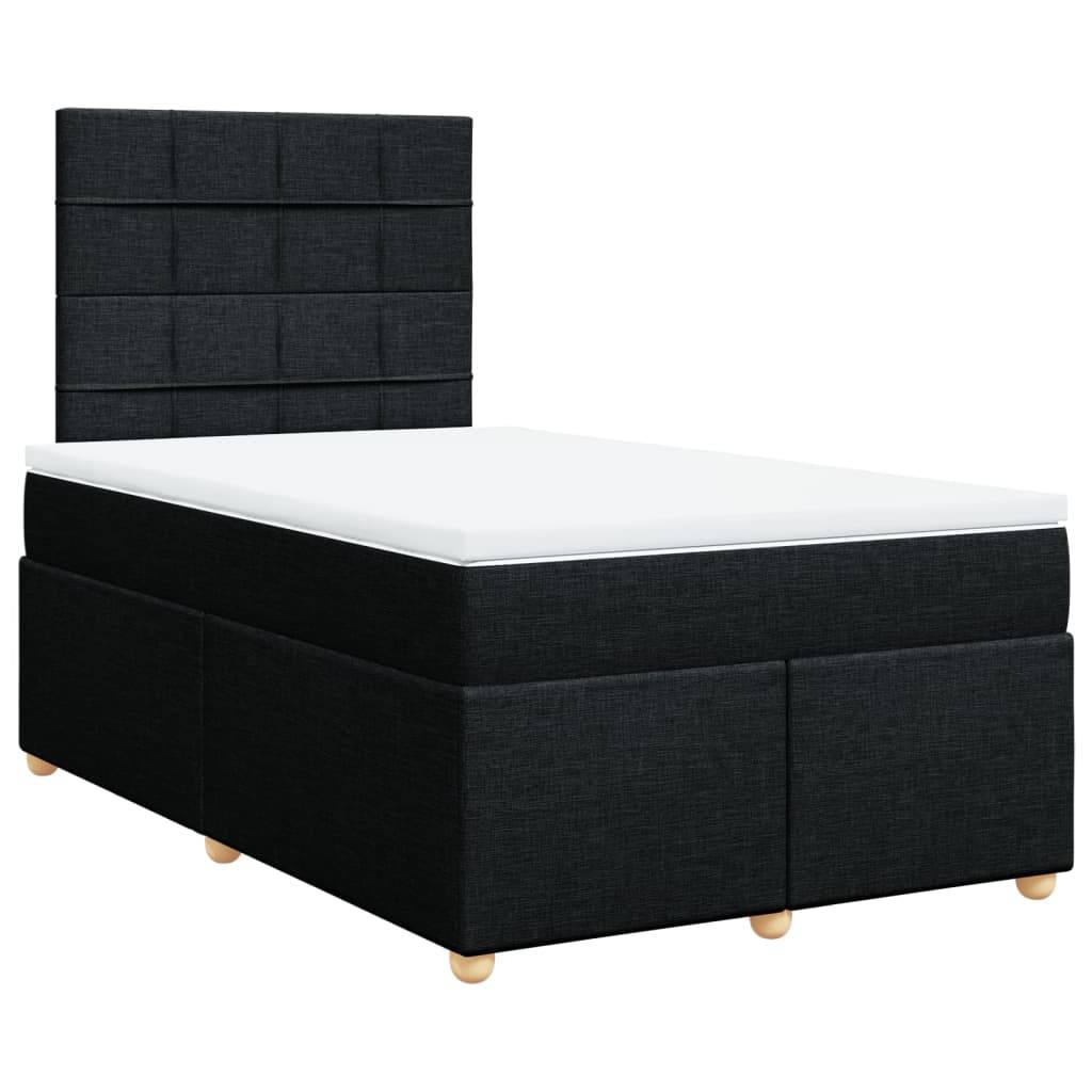 vidaXL Boxspringbett mit Matratze Schwarz 120x190 cm Stoff