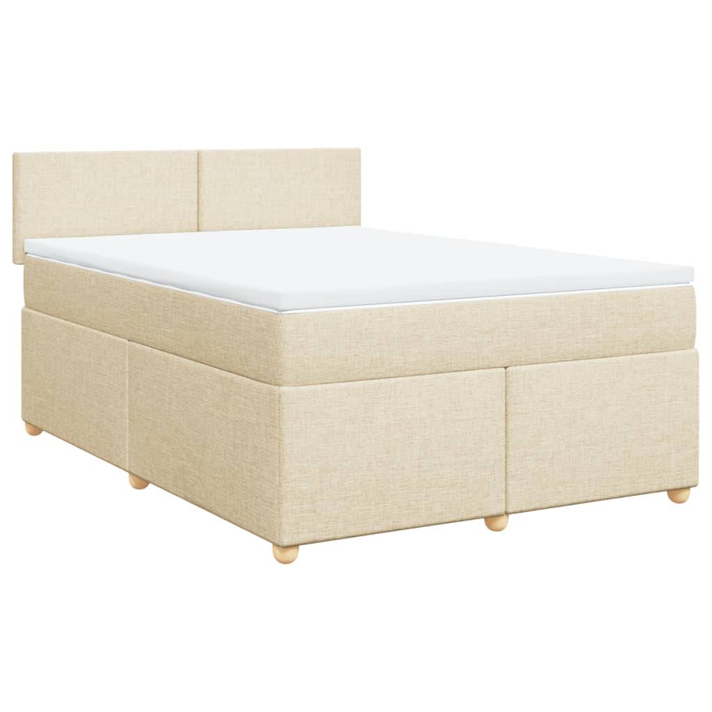 vidaXL Boxspringbett mit Matratze Creme 140x200 cm Stoff
