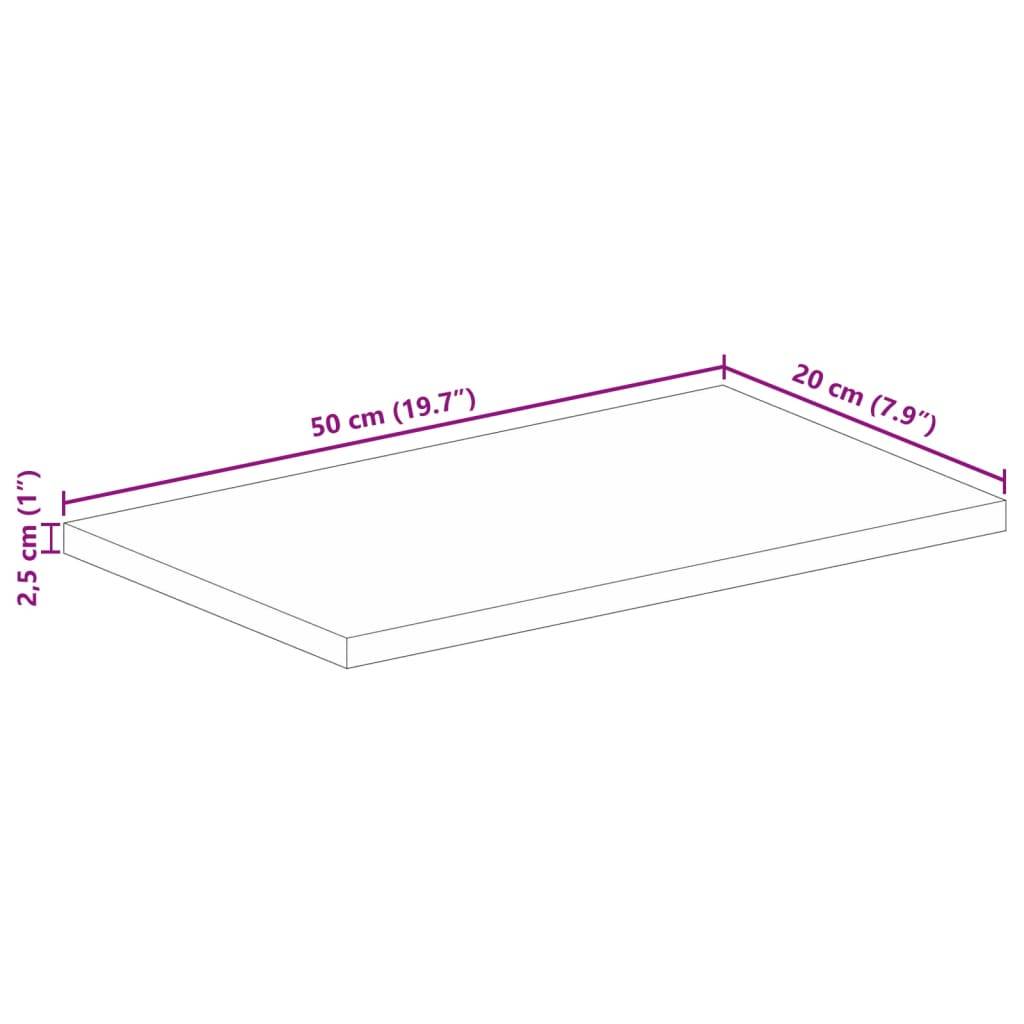 vidaXL Tischplatte 50x20x2,5 cm Rechteckig Raues Massivholz Mango