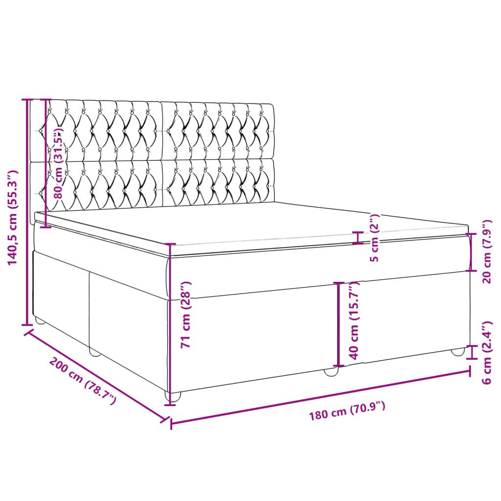 vidaXL Boxspringbett mit Matratze Schwarz 180x200 cm Stoff