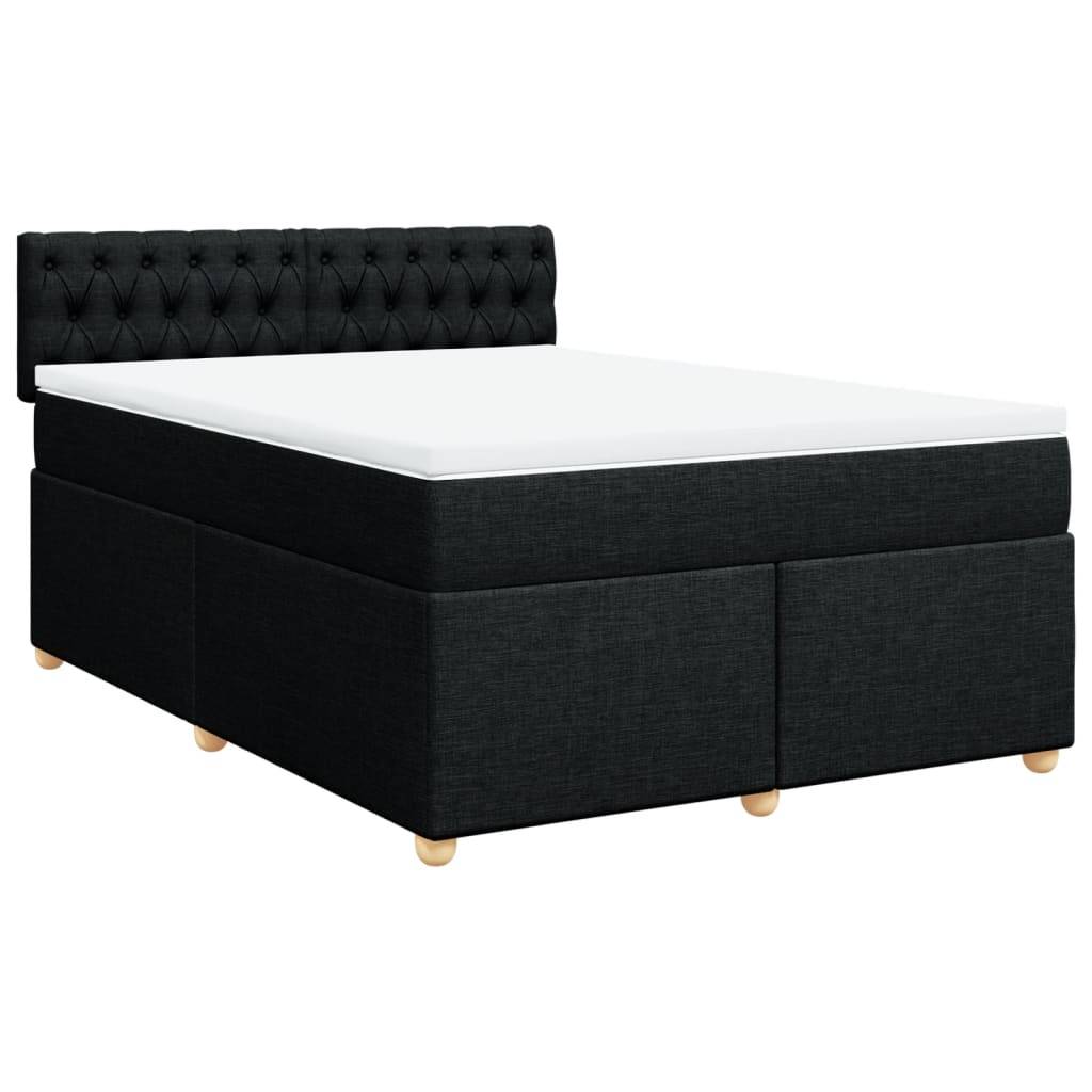 vidaXL Boxspringbett mit Matratze Schwarz 140x190 cm Stoff