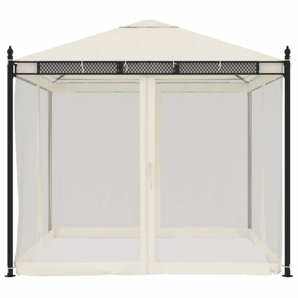 vidaXL Pavillon mit Netzwänden Creme 2,93x2,93 m Stahl