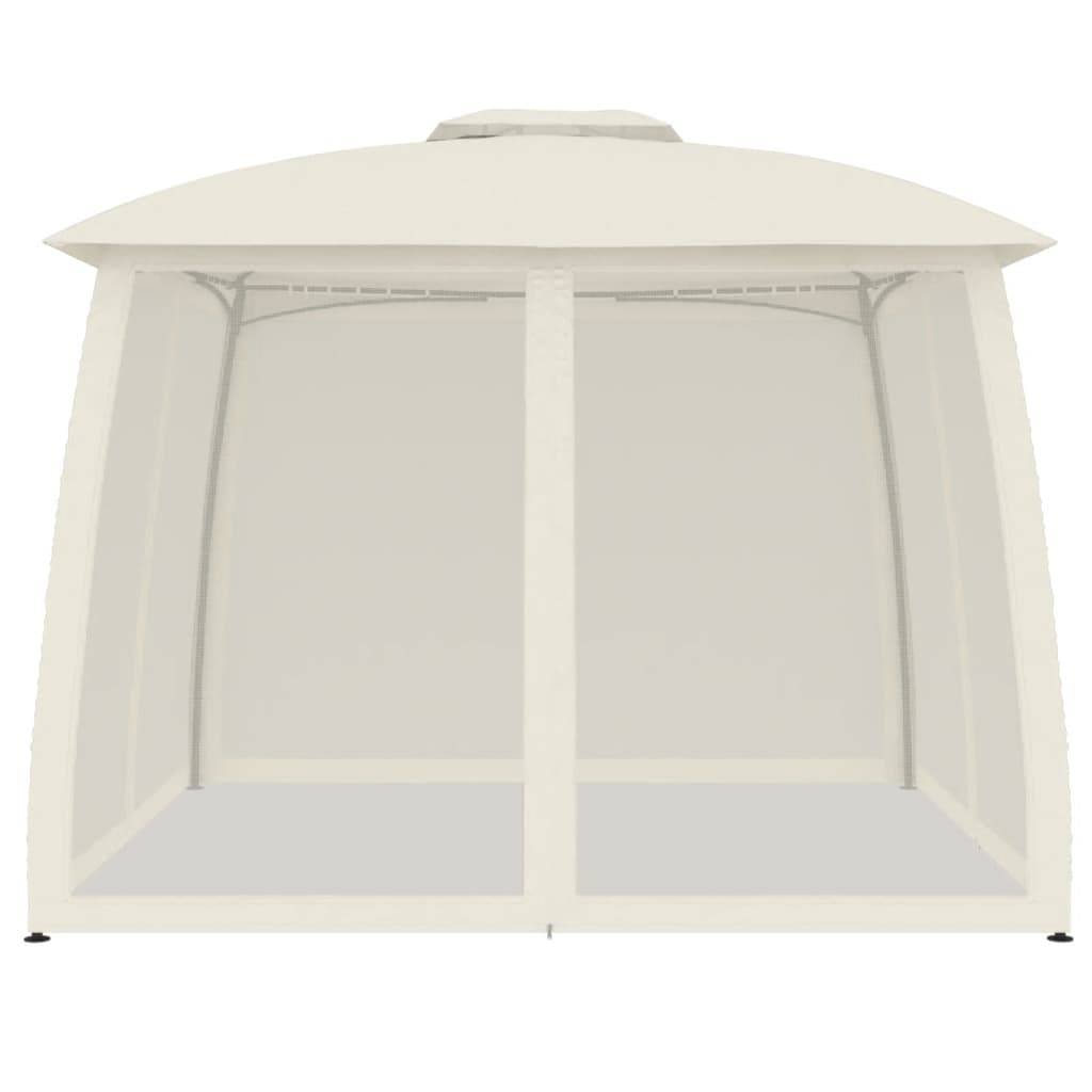 vidaXL Pavillon mit Doppeldach & Netzwänden Creme 2,93x2,93 m Stahl