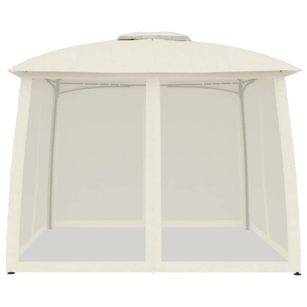 vidaXL Pavillon mit Doppeldach & Netzwänden Creme 2,93x2,93 m Stahl
