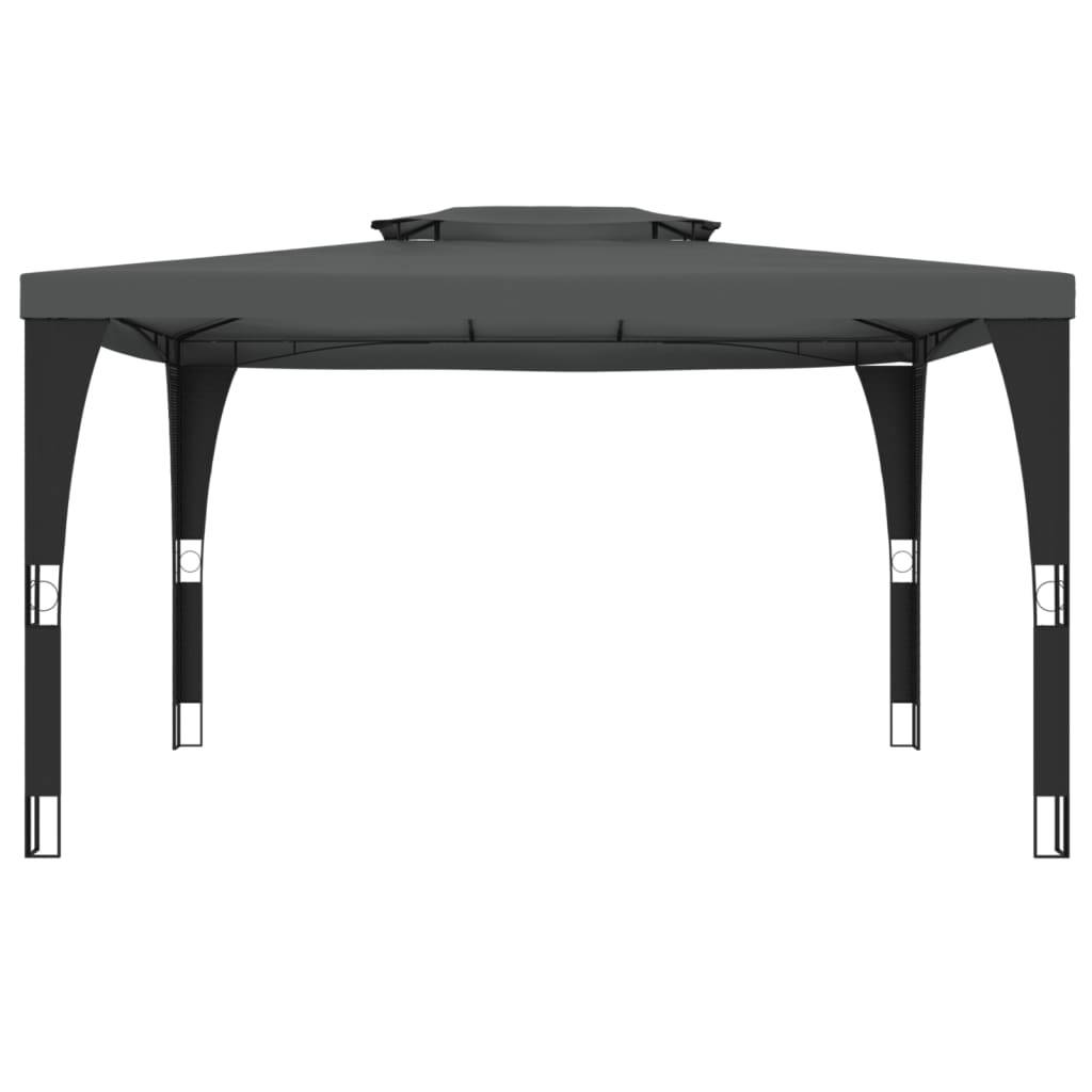 vidaXL Pavillon mit Doppeldach Anthrazit 3,98x2,98 m Stahl