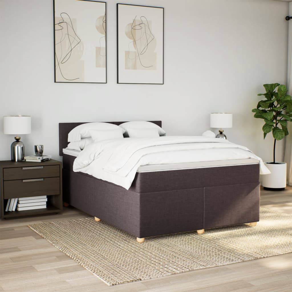 vidaXL Boxspringbett mit Matratze Dunkelbraun 140x200 cm Stoff