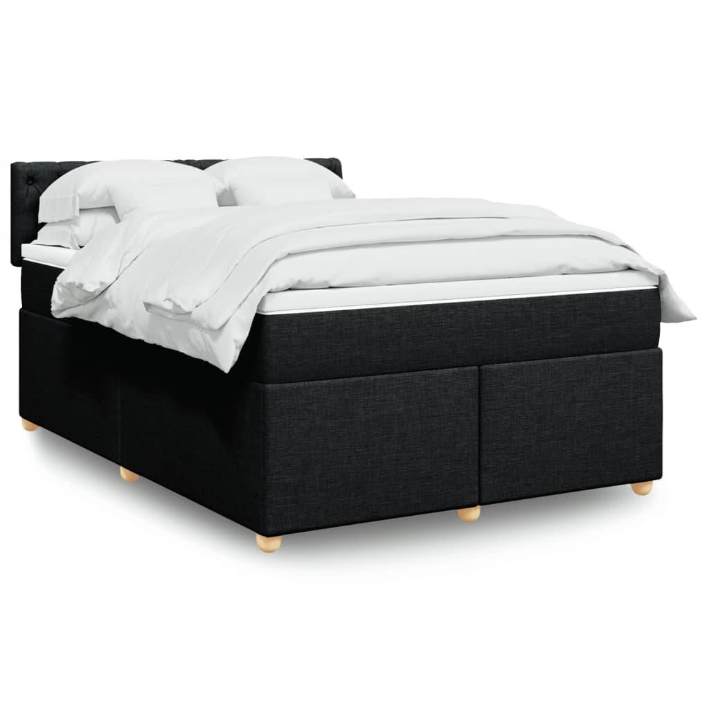 vidaXL Boxspringbett mit Matratze Schwarz 140x190 cm Stoff