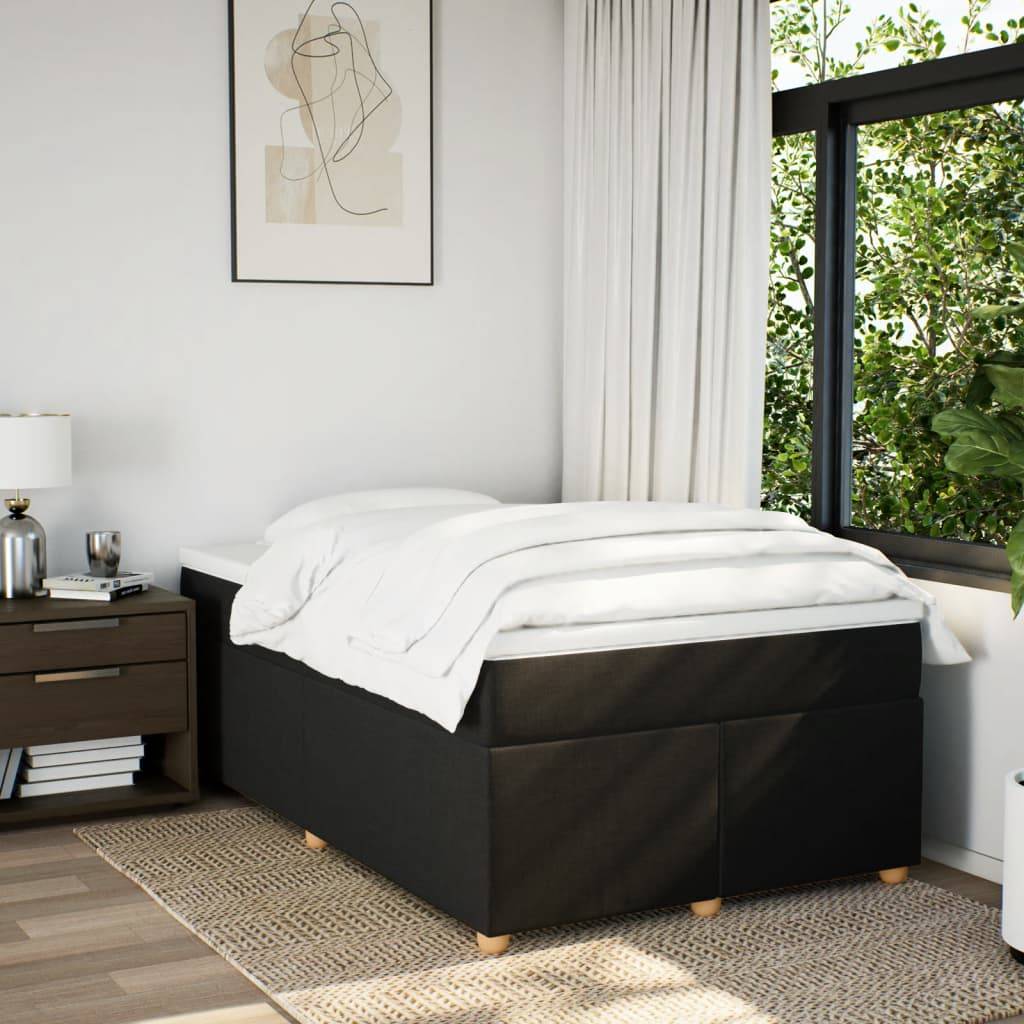 vidaXL Boxspringbett mit Matratze Schwarz 120x190 cm Stoff