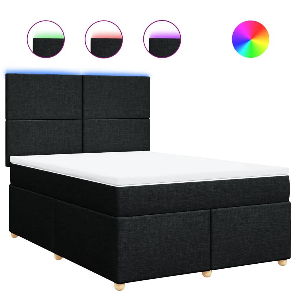 vidaXL Boxspringbett mit Matratze Schwarz 160x200 cm Stoff