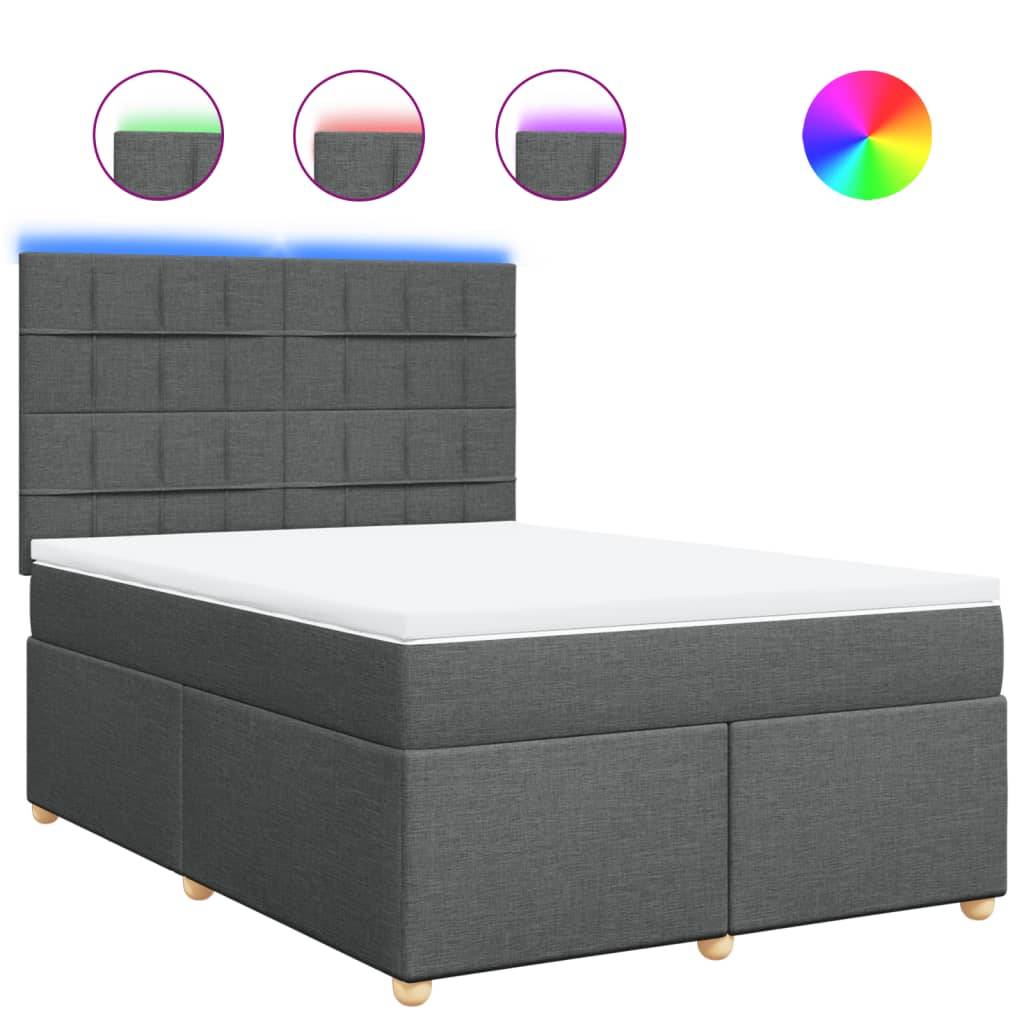 vidaXL Boxspringbett mit Matratze Dunkelgrau 160x200 cm Stoff