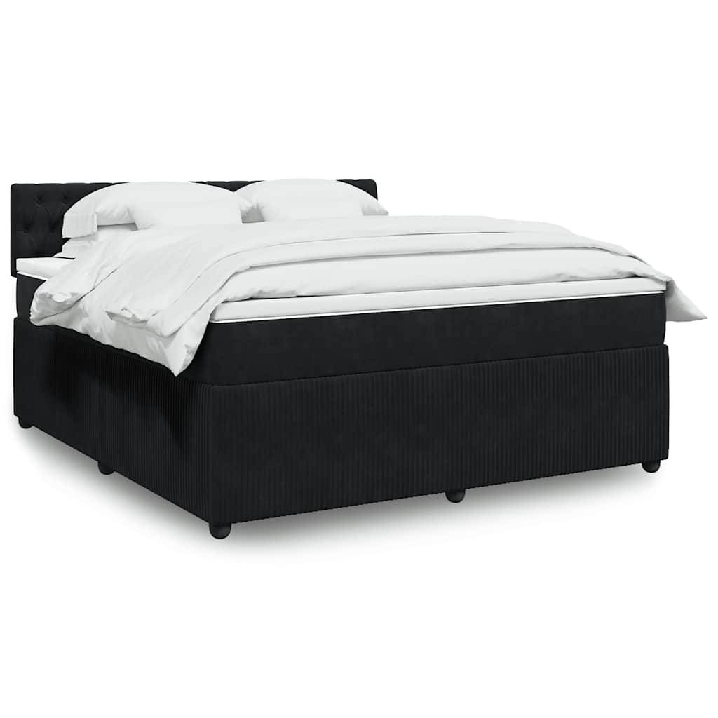 vidaXL Boxspringbett mit Matratze Schwarz 180x200 cm Samt