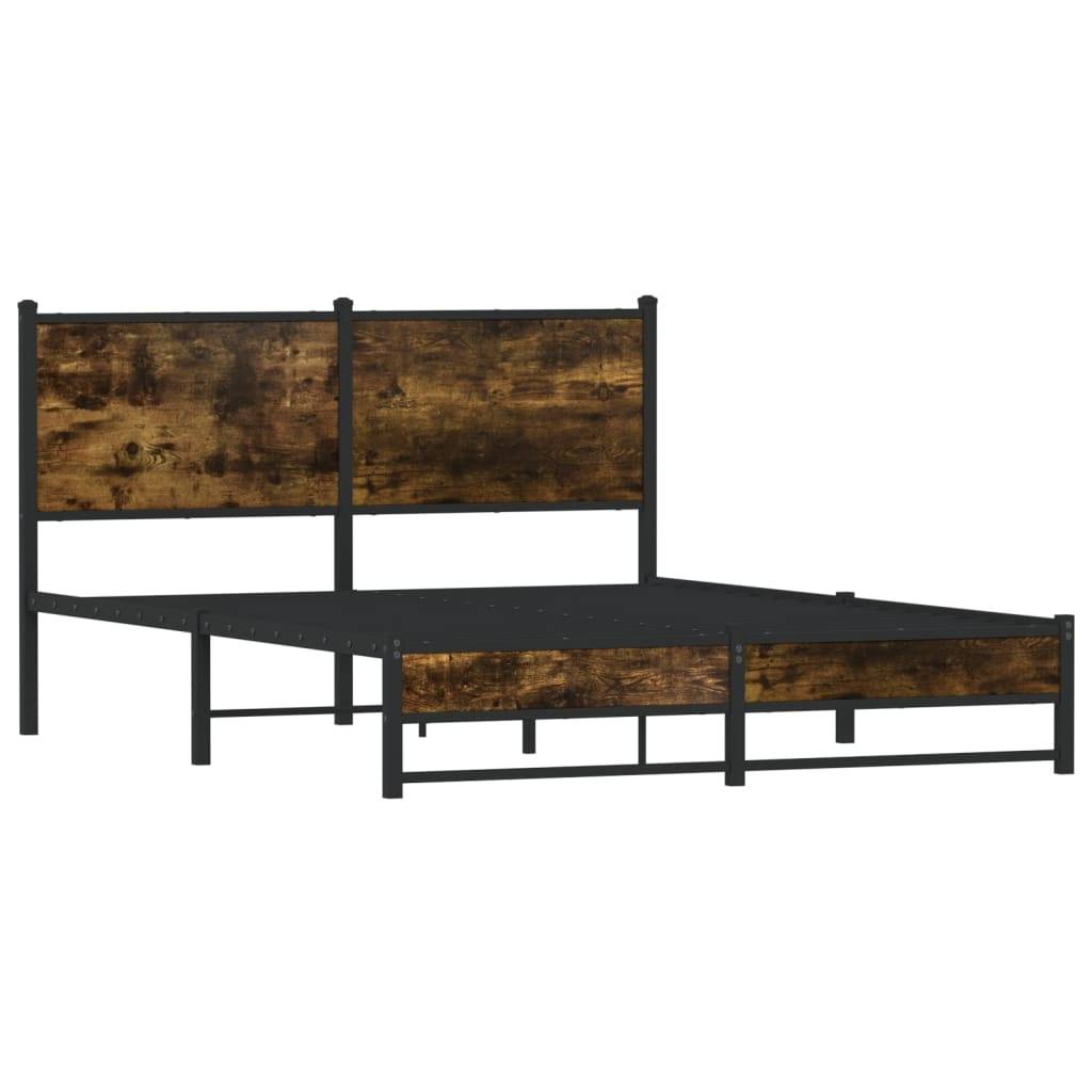 vidaXL Metallbett ohne Matratze Räuchereiche 150x200 cm