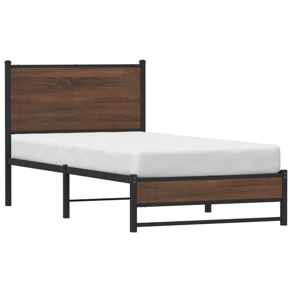 vidaXL Metallbett ohne Matratze Braun Eichen-Optik 80x200 cm