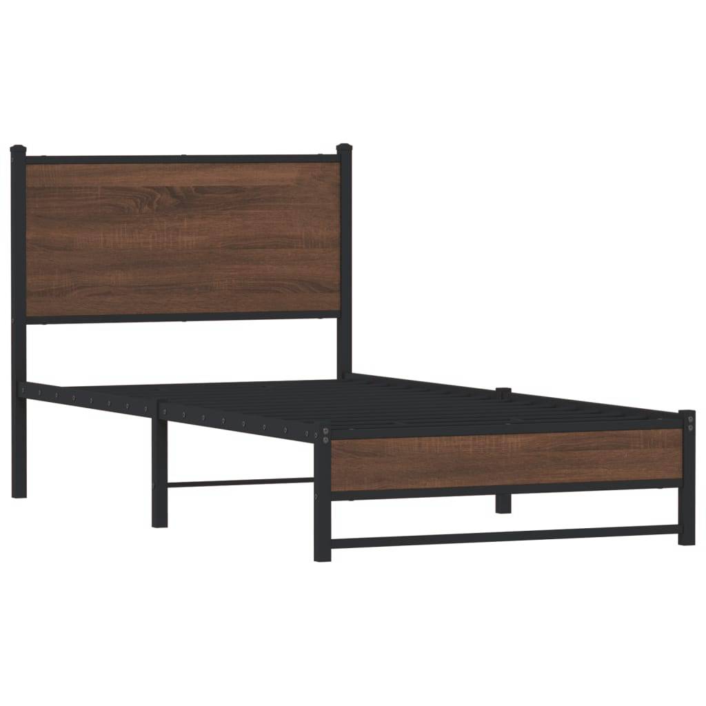 vidaXL Metallbett ohne Matratze Braun Eichen-Optik 80x200 cm
