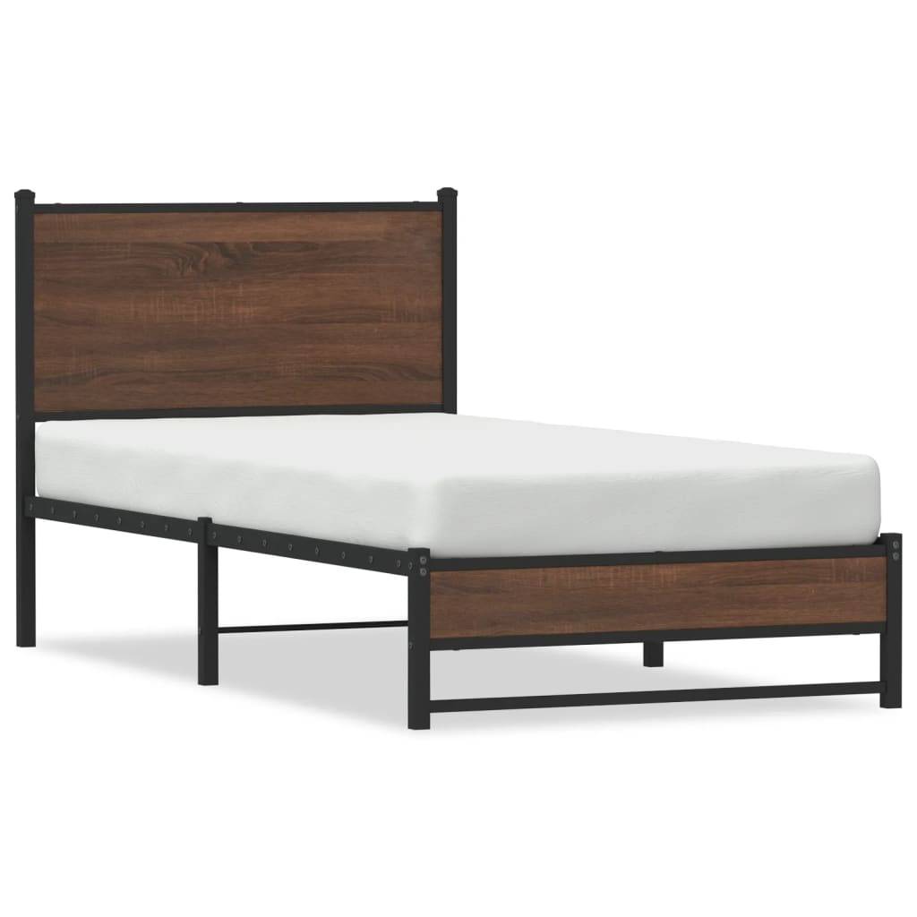 vidaXL Metallbett ohne Matratze Braun Eichen-Optik 80x200 cm