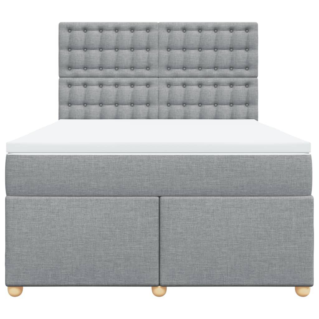 vidaXL Boxspringbett mit Matratze Hellgrau 160x200 cm Stoff