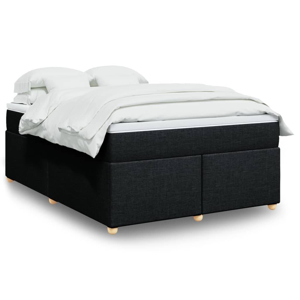 vidaXL Boxspringbett mit Matratze Schwarz 140x190 cm Stoff