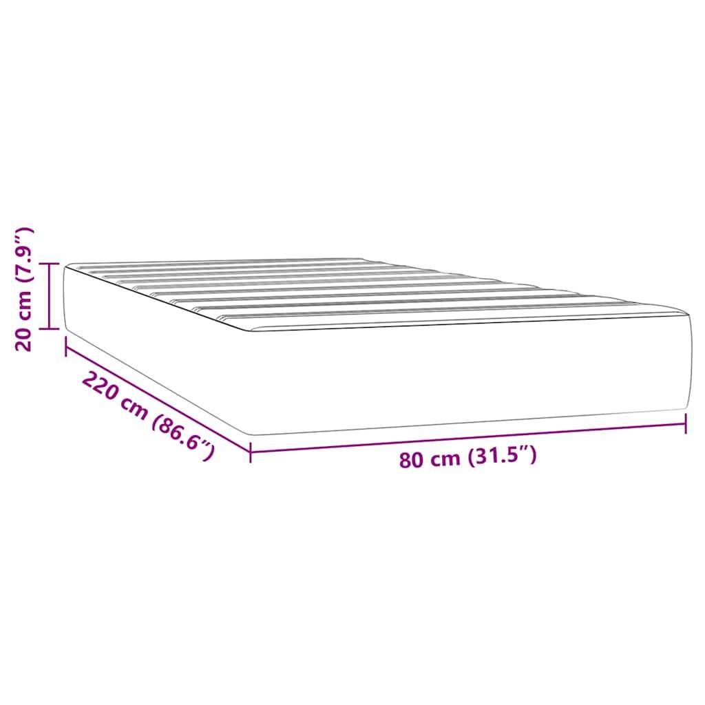 vidaXL Taschenfederkernmatratze Hellgrau 80x220x20 cm Samt
