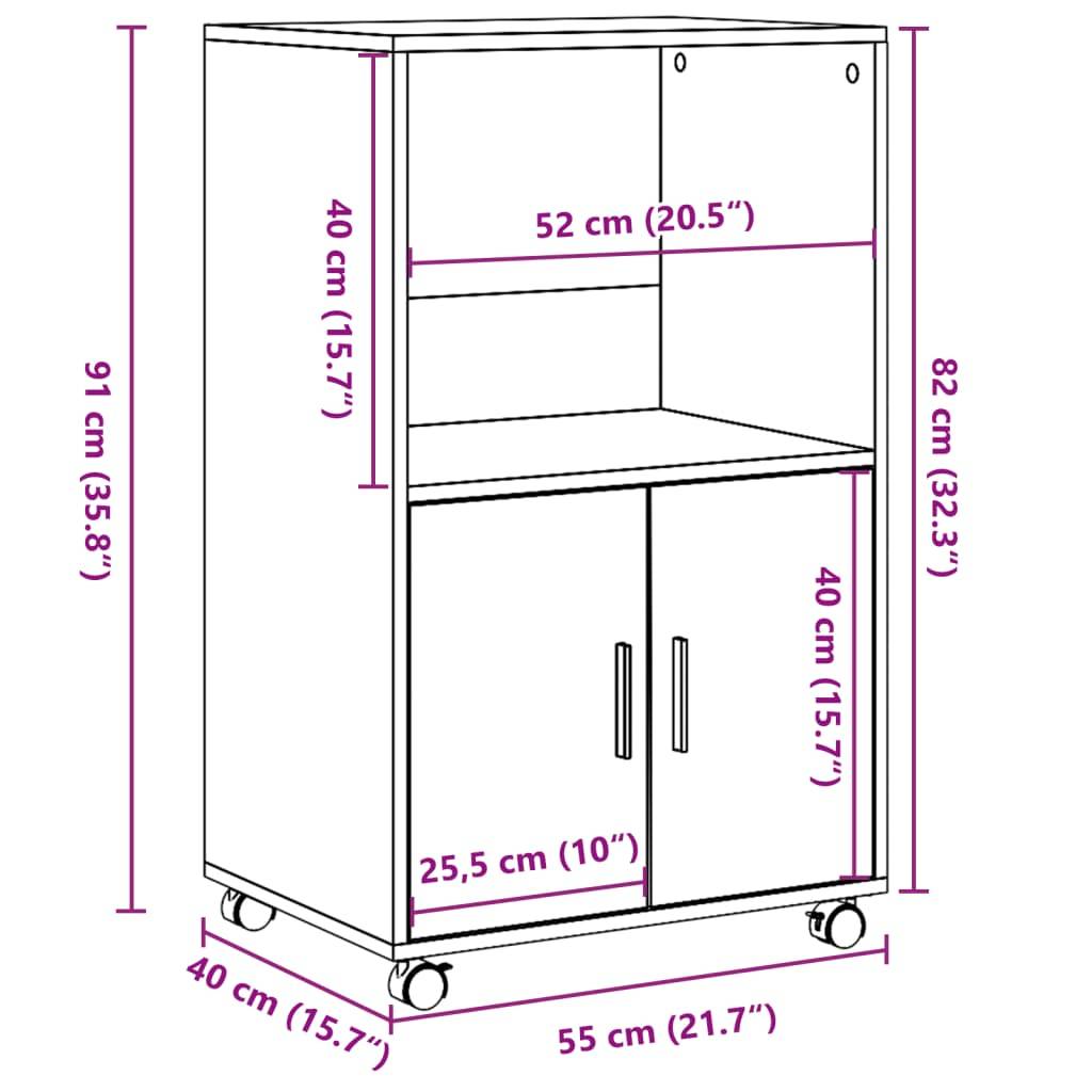 vidaXL Rollschrank Weiß 55x40x91 cm Holzwerkstoff