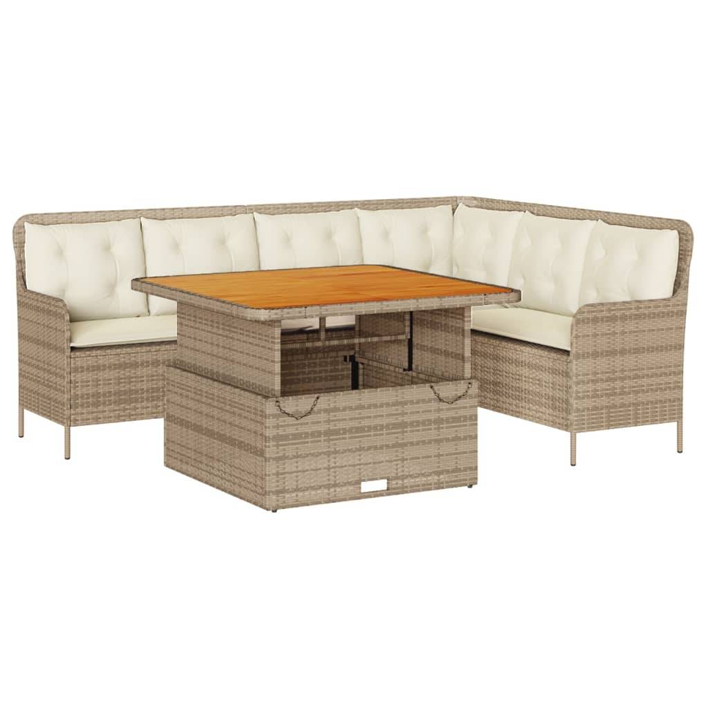 vidaXL 2-tlg. Garten-Sofagarnitur mit Kissen Beige Poly Rattan