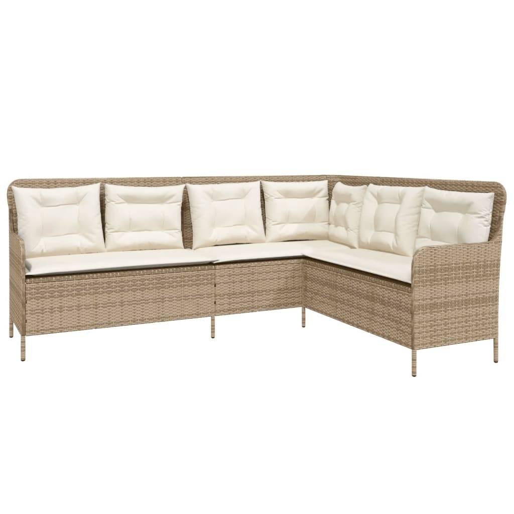 vidaXL 2-tlg. Garten-Sofagarnitur mit Kissen Beige Poly Rattan