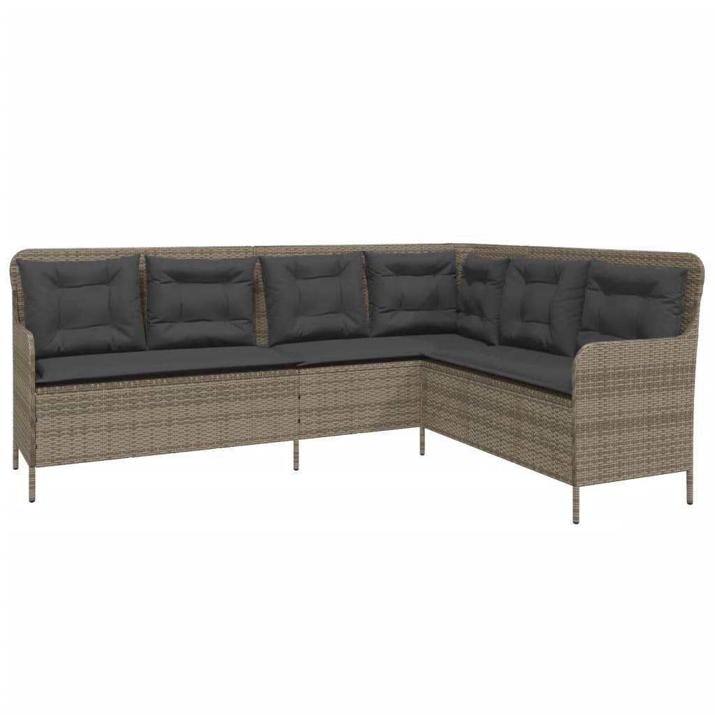 vidaXL 2-tlg. Garten-Sofagarnitur mit Auflagen Poly Rattan Grau