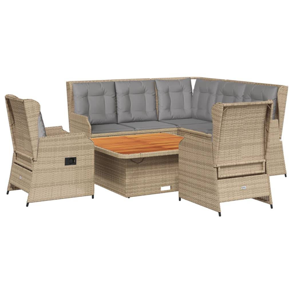 vidaXL 6-tlg. Garten-Lounge-Set mit Kissen Beige Poly Rattan