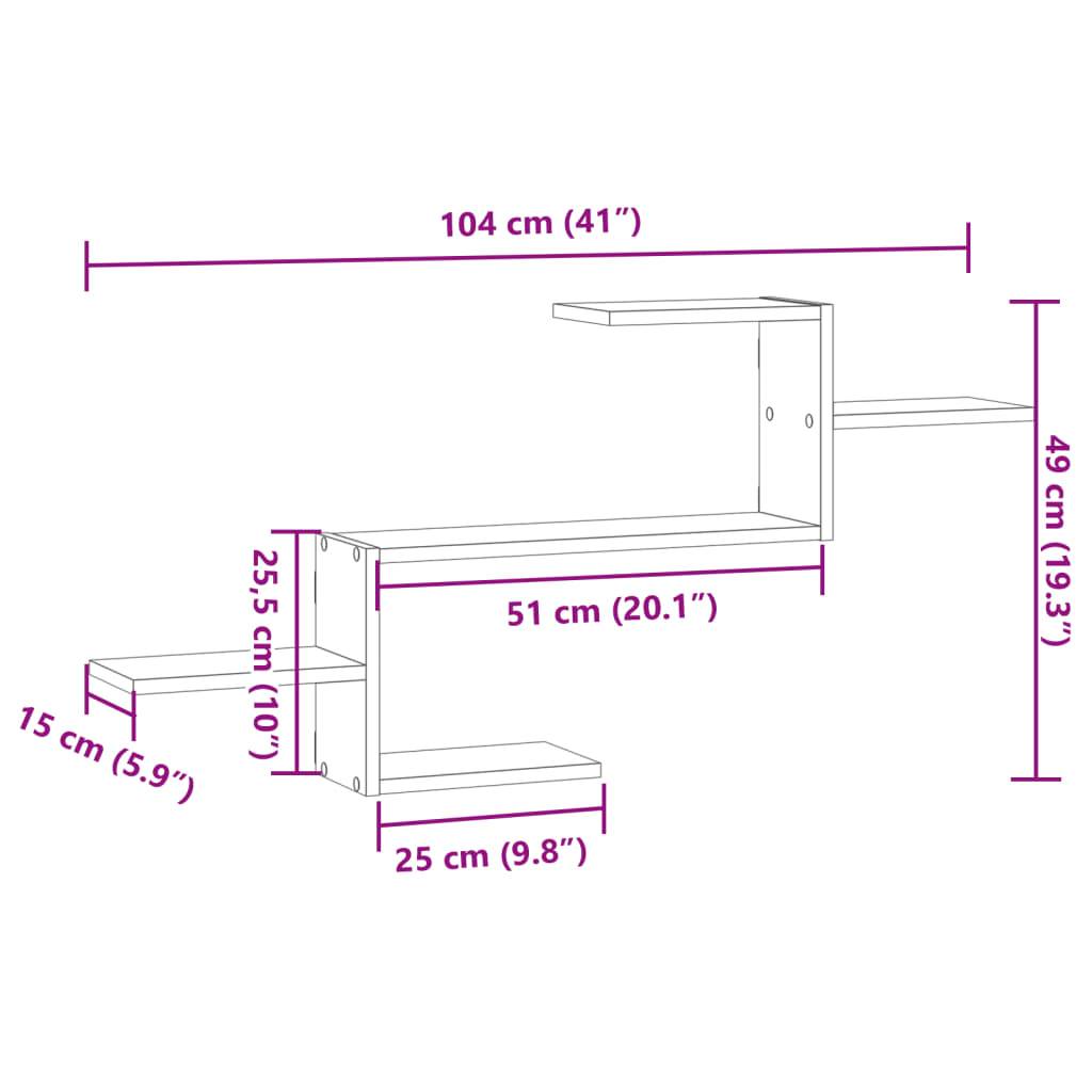 vidaXL Wandregal Betongrau 104x15x49 cm Holzwerkstoff
