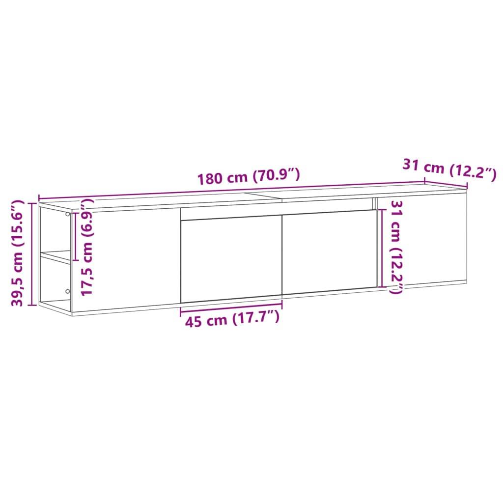 vidaXL TV-Wandschrank mit LED-Beleuchtung Räuchereiche 180x31x39,5 cm