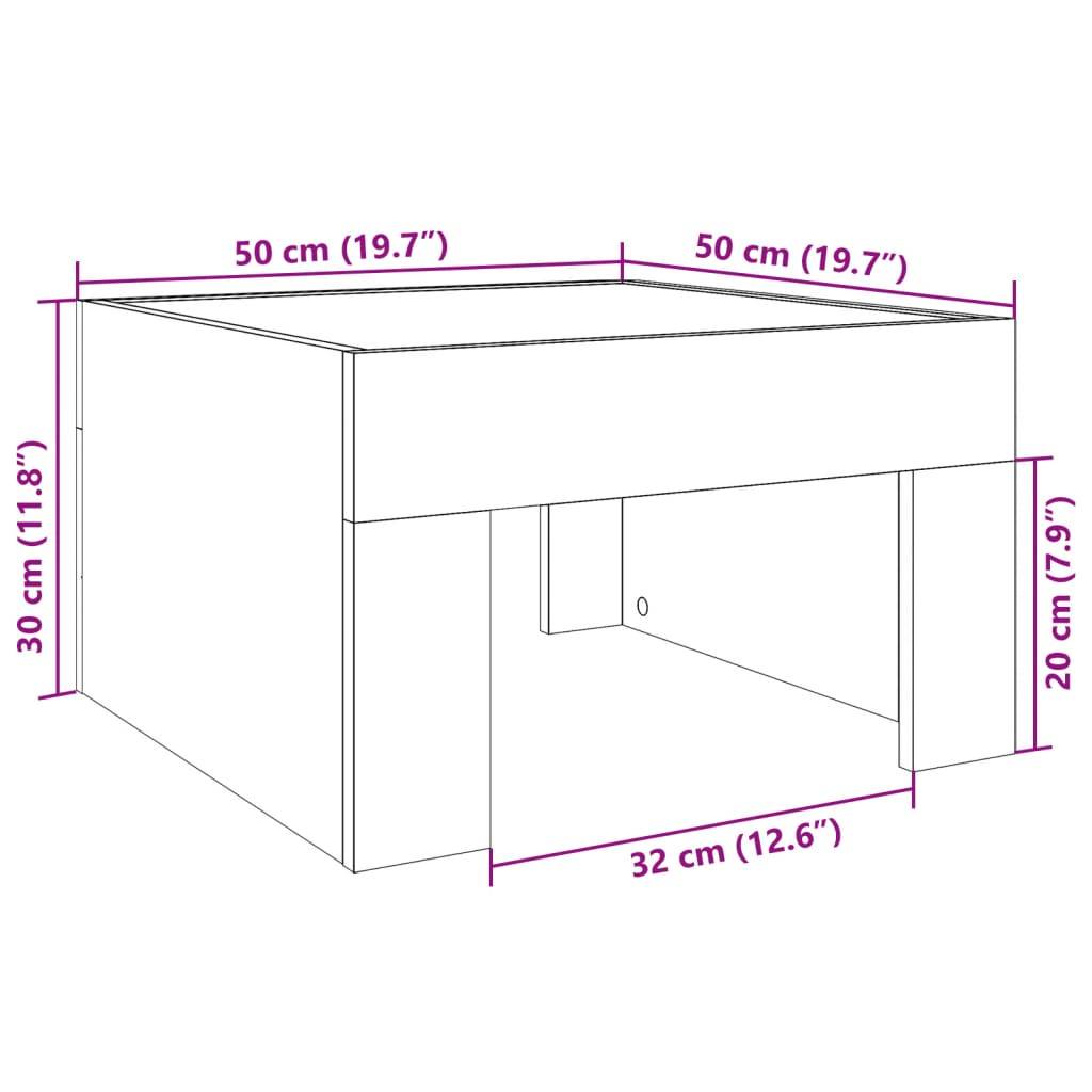 vidaXL Couchtisch mit Infinity-LED Sonoma-Eiche 50x50x30 cm