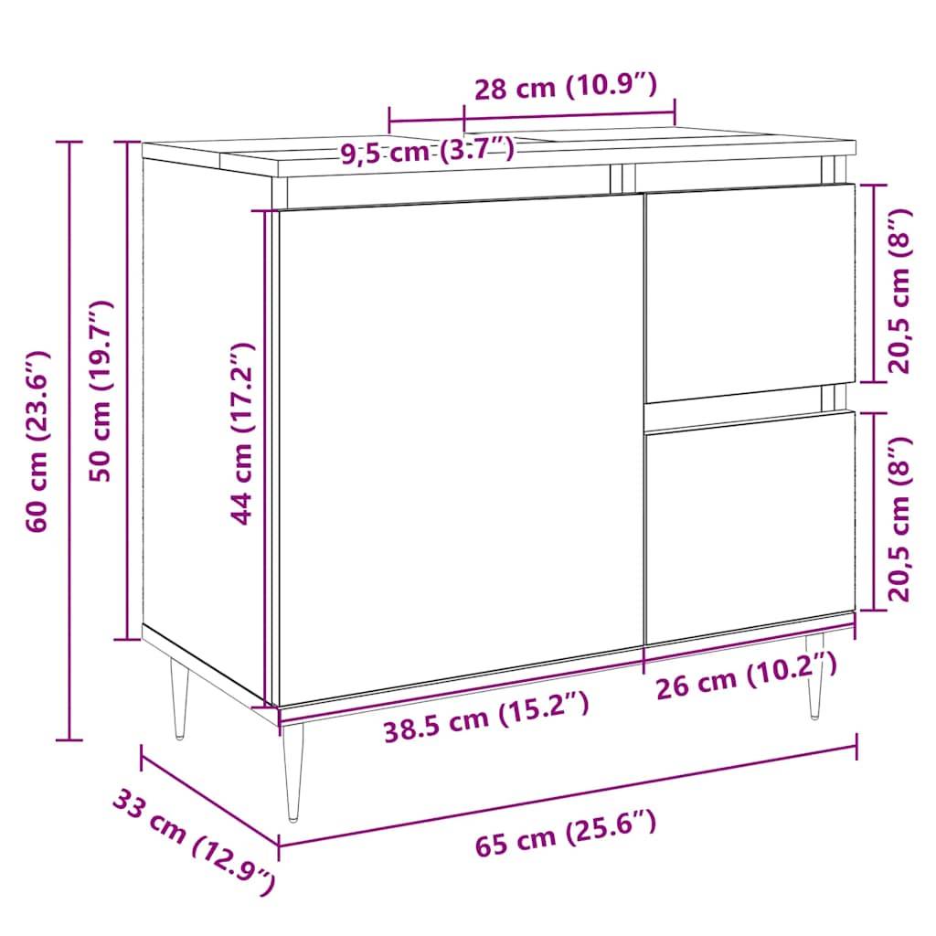 vidaXL Badschrank Sonoma-Eiche 65x33x60 cm Holzwerkstoff