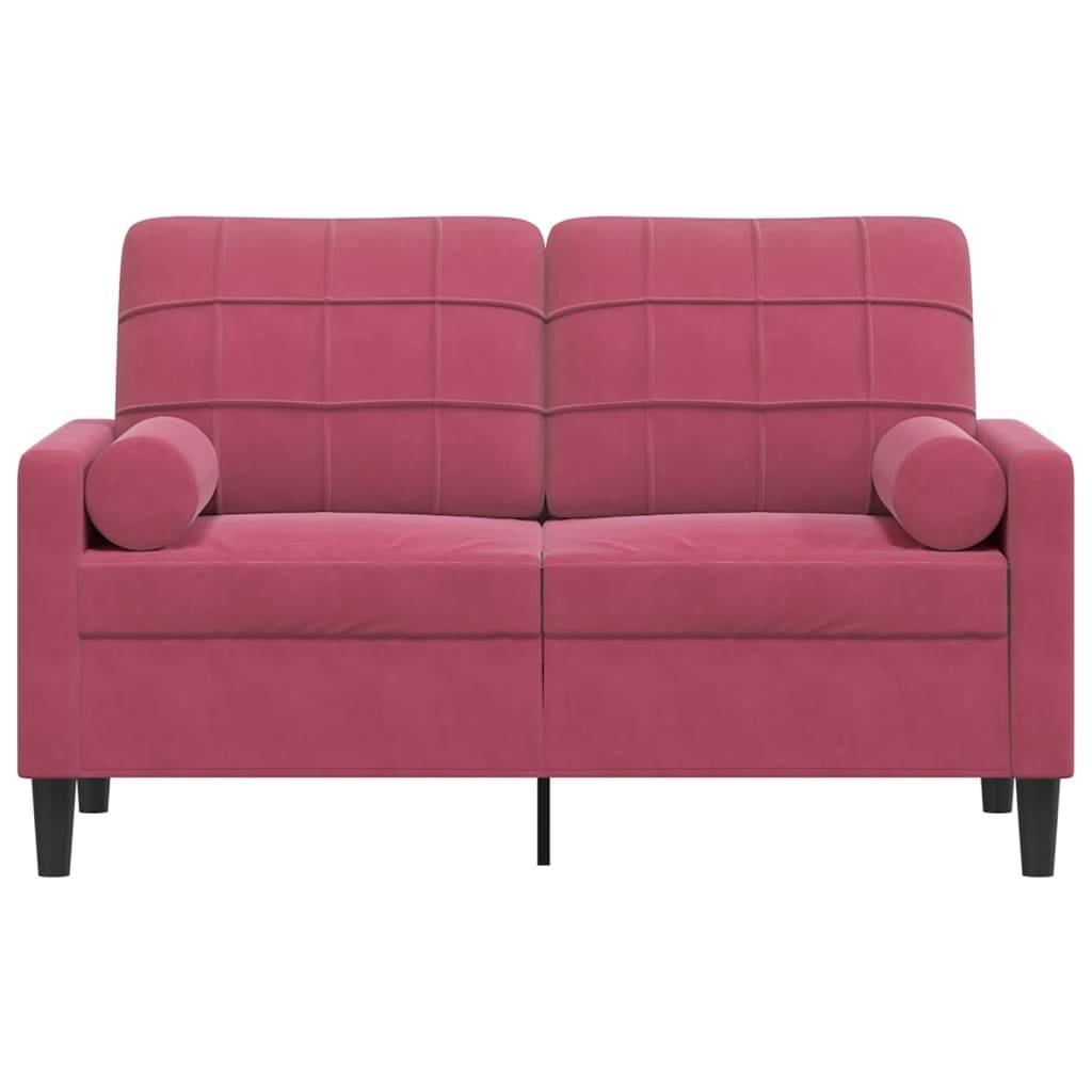 vidaXL 2-Sitzer-Sofa mit Zierkissen Weinrot 120 cm Samt