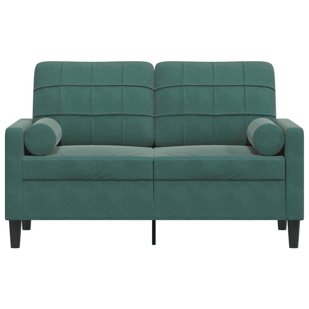 vidaXL 2-Sitzer-Sofa mit Zierkissen Dunkelgrün 120 cm Samt