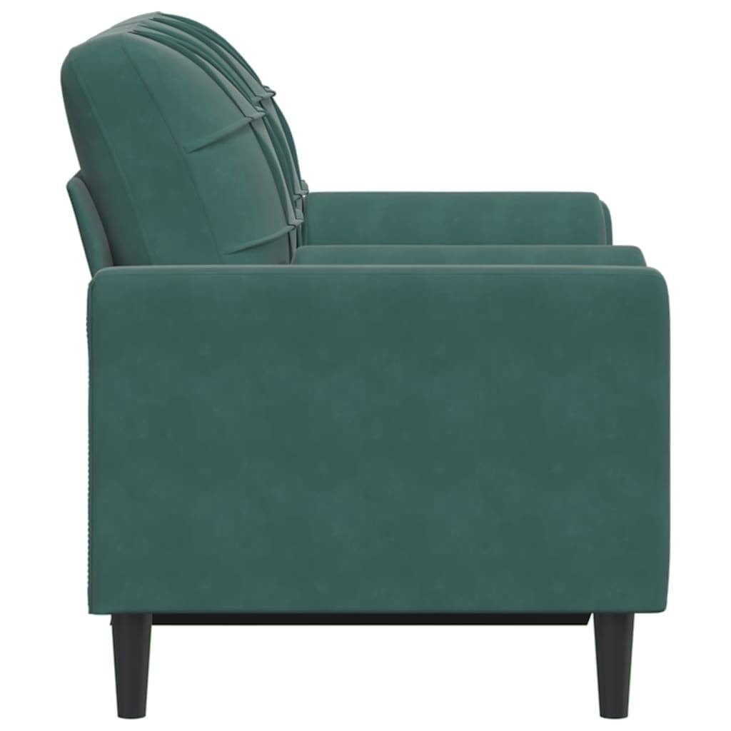 vidaXL 2-Sitzer-Sofa mit Zierkissen Dunkelgrün 120 cm Samt
