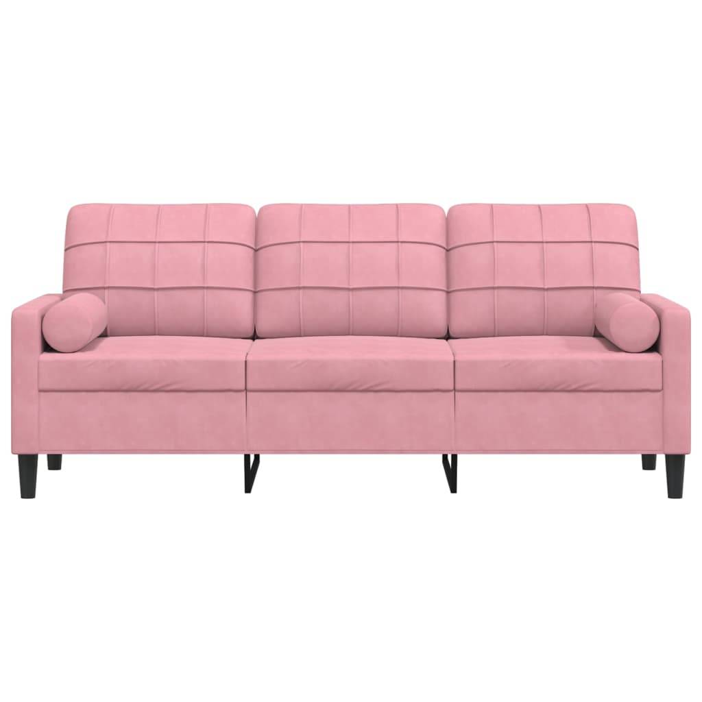 vidaXL 3-Sitzer-Sofa mit Zierkissen Rosa 180 cm Samt