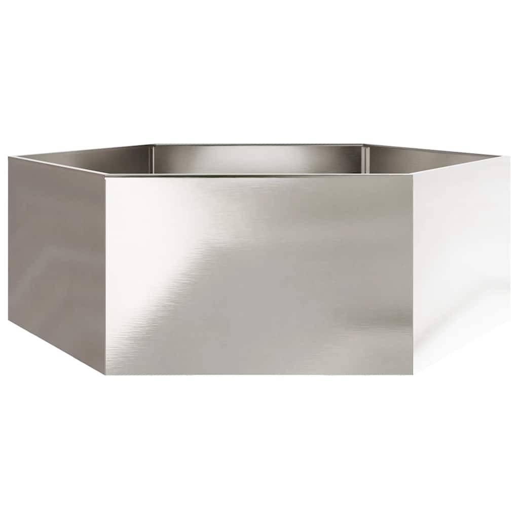 vidaXL Pflanzkübel Sechseckig 138x120x45 Edelstahl