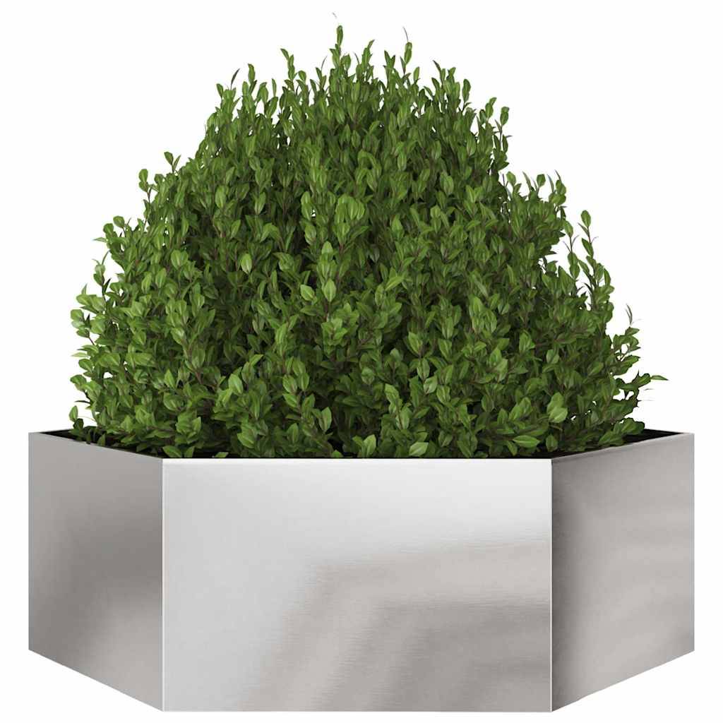 vidaXL Pflanzkübel Sechseckig 138x120x45 Edelstahl