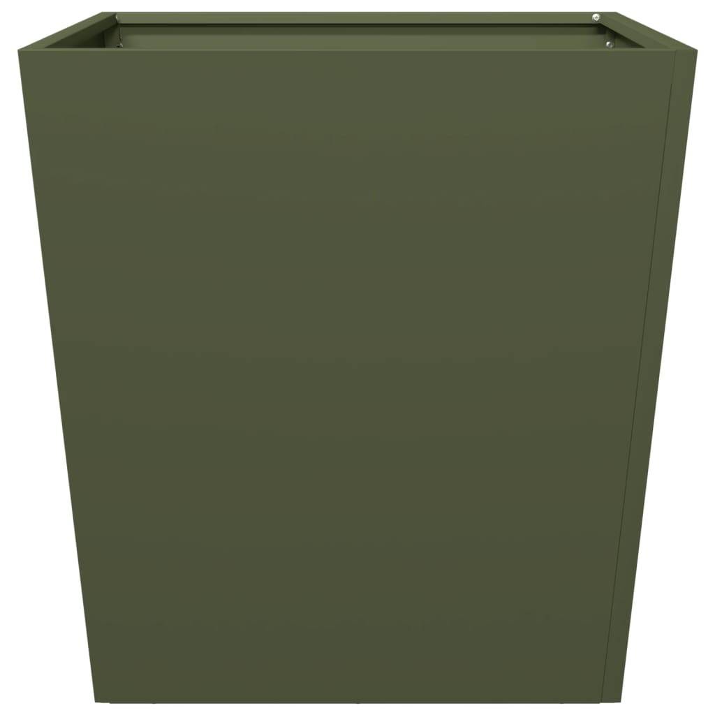 vidaXL Pflanzkübel Olivgrün 50x50x50 Stahl