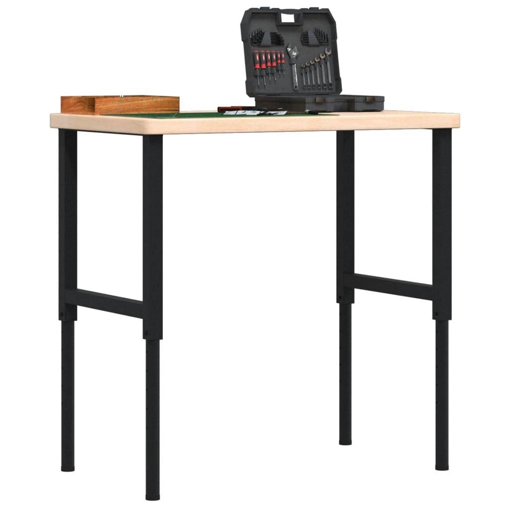 vidaXL Werkbank 100x60x(73-99,5) cm Massivholz Eiche Rechteckig