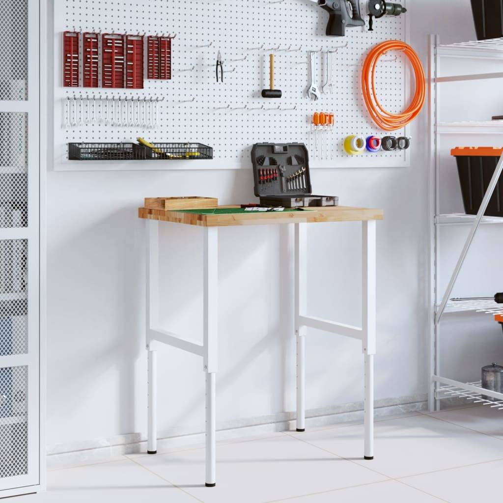 vidaXL Werkbank 80x60x(73-99,5) cm Massivholz Akazie Rechteckig