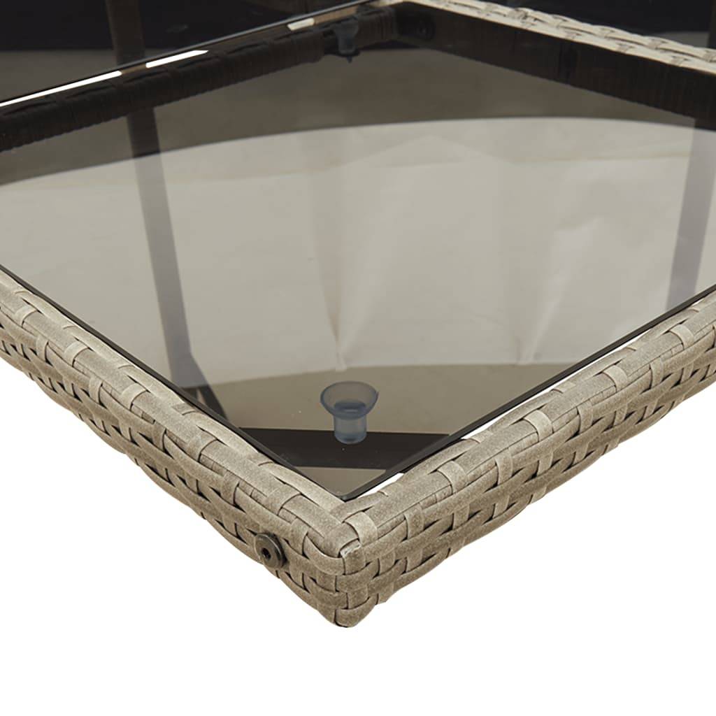 vidaXL 13-teiliges Garten-Ess-Set mit Kissen, grau, Polyrattan