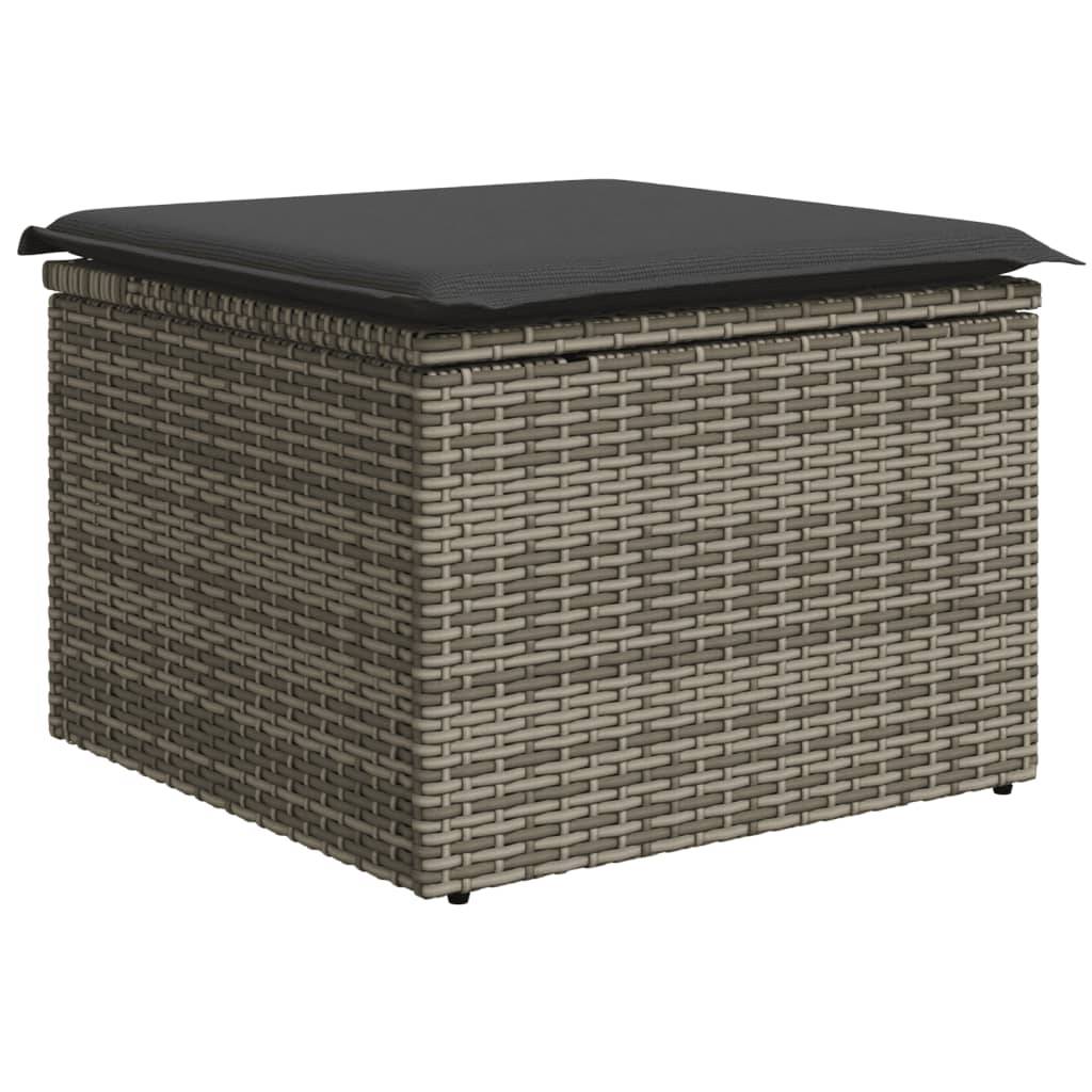 vidaXL 11-tlg. Garten-Sofagarnitur mit Kissen Hellgrau Poly Rattan