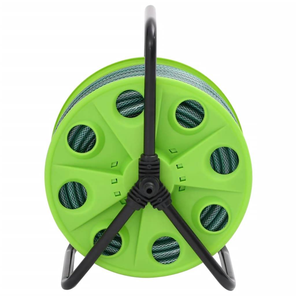 vidaXL Schlauchtrommel Freistehend Grün mit 30 m Schlauch PVC