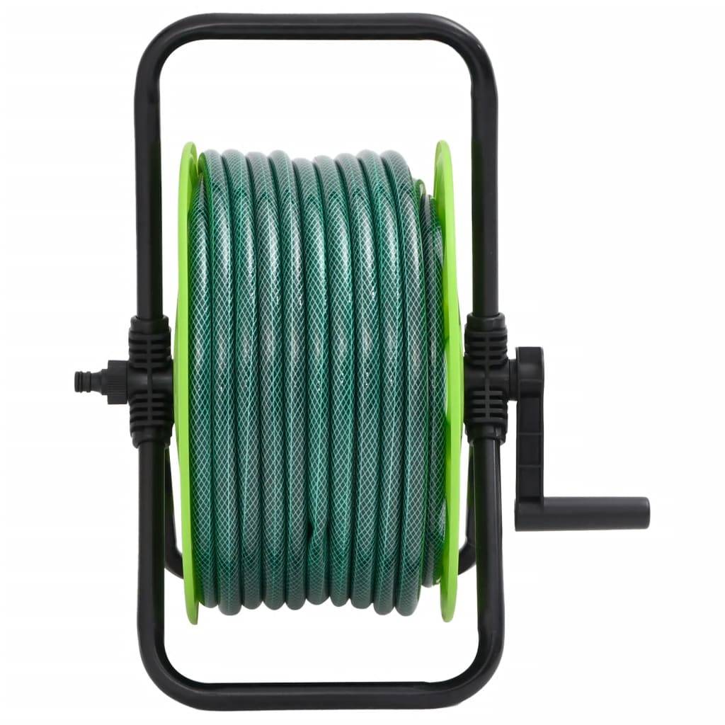 vidaXL Schlauchtrommel Freistehend Grün mit 30 m Schlauch PVC