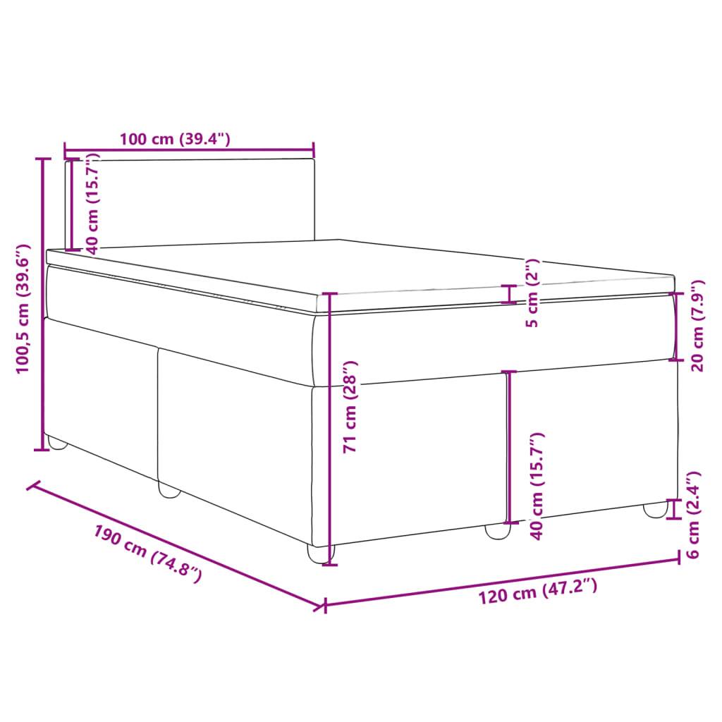 vidaXL Boxspringbett mit Matratze Dunkelbraun 120x190 cm Stoff