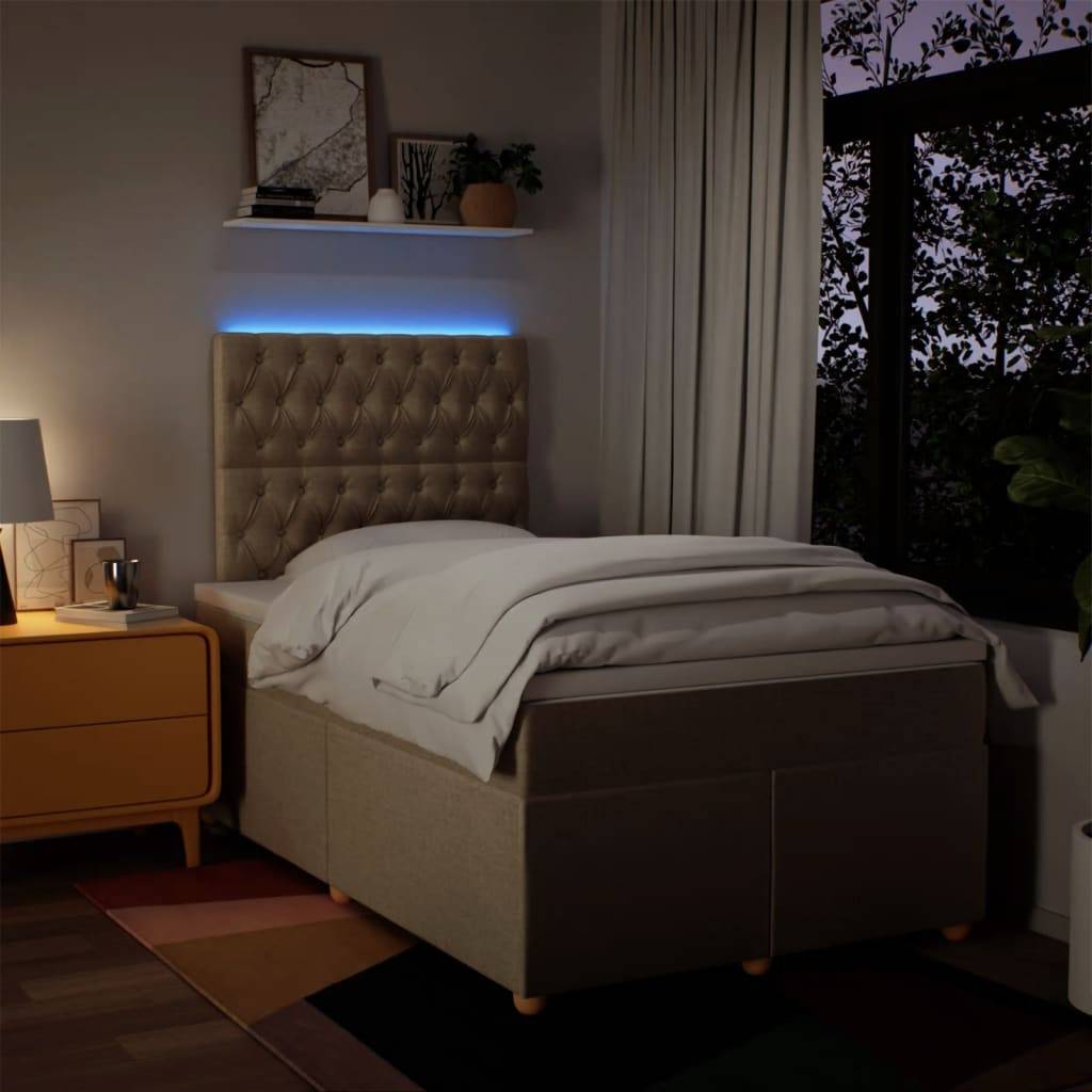 vidaXL Boxspringbett mit Matratze Creme 120x200 cm Stoff