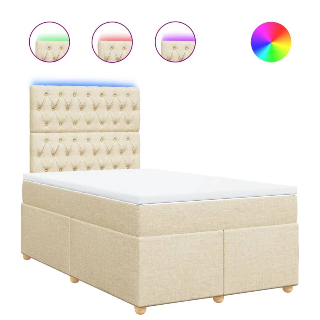 vidaXL Boxspringbett mit Matratze Creme 120x200 cm Stoff