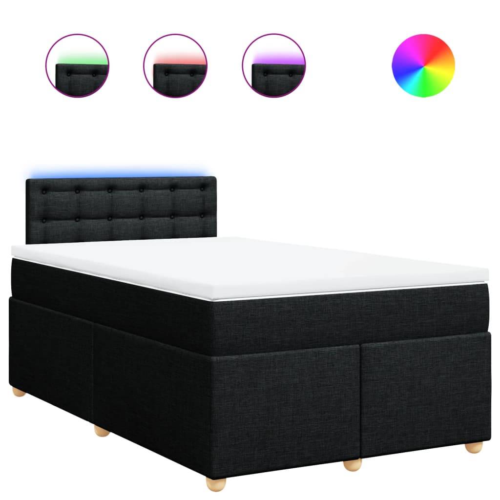 vidaXL Boxspringbett mit Matratze Schwarz 120x190 cm Stoff