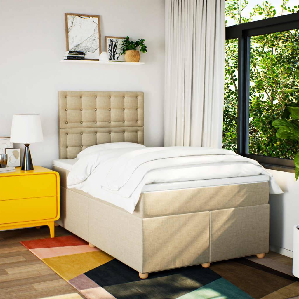 vidaXL Boxspringbett mit Matratze Creme 120x200 cm Stoff